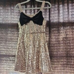 Cat & Jack | Dresses | Cat Jack Gold Sequin Dress With Black Bow | Poshmark